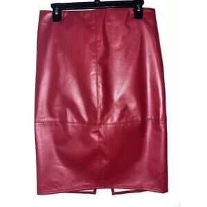 Lulu’s Red Faux Leather Skirt Size M Knee Length NWT